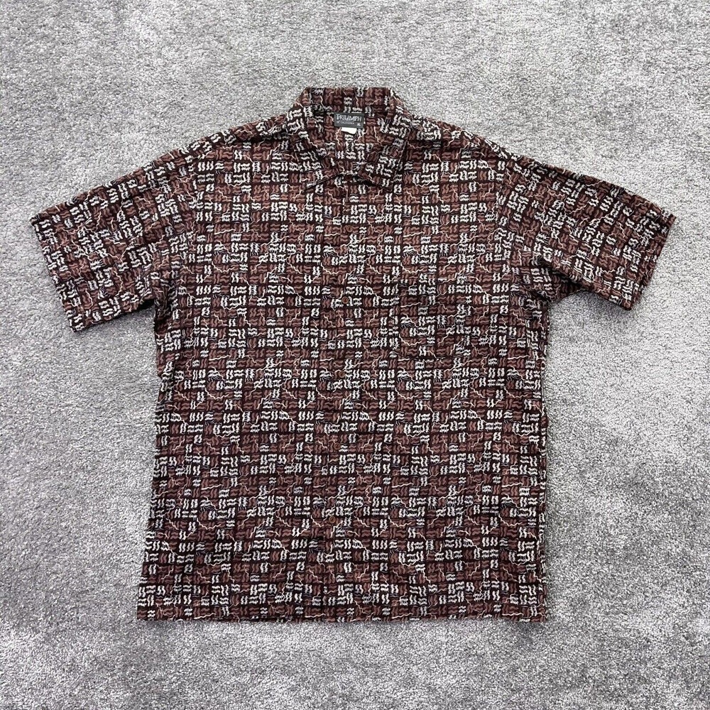Vintage Triumph Shirt Mens XL Hawaiian Beach Button Up Casual Made In USA
